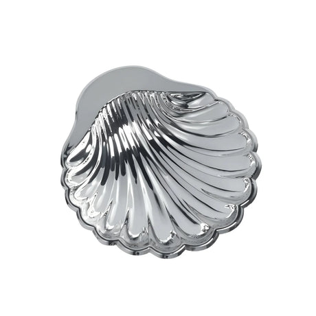 Taufschale 925 Silber in Muschelform, 9×9 cm, glänzend poliert, gravierbar — gefertigt in Italien für die Taufzeremonie.