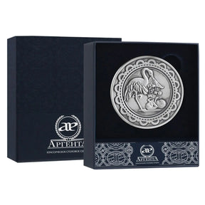 925 Silber Geburtstaler schwarz in Geschenkbox. Medaille mit Storchmotiv.