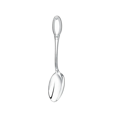 Teelöffel Imperator 925 Silber ArgentA — klassizistischer Stiel mit durchbrochener ovaler Stielkrone als Gravurfeld, Lorbeerblatt-Bordüre, hochglanzpolierte Laffe, passend zum St. Georg-Halter antik patiniert