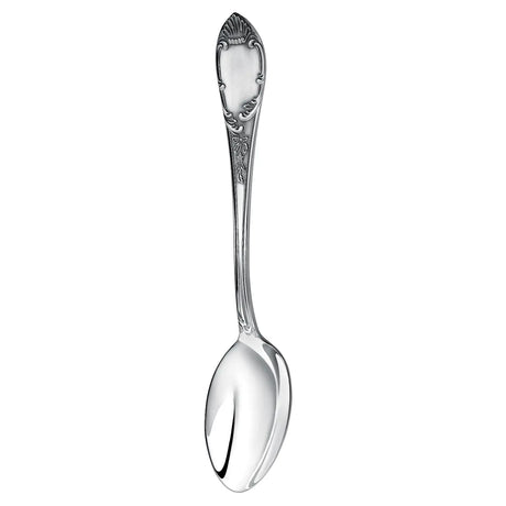 Teelöffel Prestige 925 Silber ArgentA — klassischer aristokratischer Tafelsilber-Stil mit Rocaille-Kartusche und leerem ovalen Initialfeld zur Gravur, Akanthus-Verzierung am Stiel, hochglanzpolierte Laffe