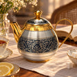 Teekanne 925 Silber vergoldet Niello 500 ml — Lifestyle-Setting am Teetisch
