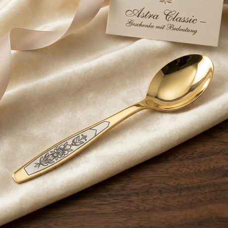 Teelöffel 925 Silber vergoldet Niello | Astra Gold Puristisch
