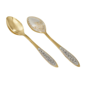 Teelöffel 925 Silber - Niello Harmonie - Vergoldung