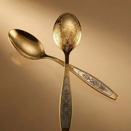 Teelöffel 925 Silber vergoldet Niello | Astra Classic Gold