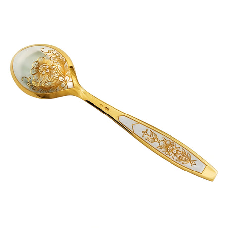 Teelöffel Astra-Gold Kollektion aus 925 Silber mit Vergoldung & floralen Ornamenten – edles Tafelsilber für festliche Anlässe.