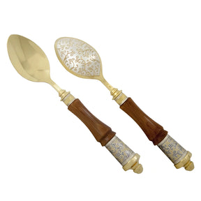 Byzanz Teelöffel 925 Silber vergoldet mit Edelholz