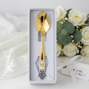 Teelöffel 925 Silber vergoldet mit Ringen Hochzeit
