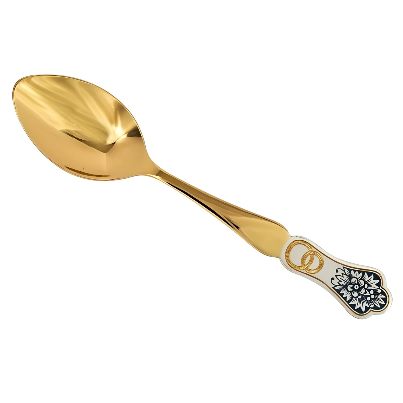 Teaspoon with rings 925 silver gold-plated wedding gift