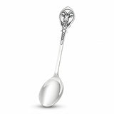 Teelöffel Ziege 925 Silber Niello — Ziegenkopf im Medaillon am Stielende, Rautenmuster am Stiel, Geschenk für Ziege-Jahrgänge