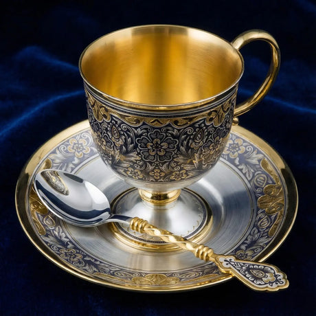 Teeservice 925 Silber – Zaren Fest | Vergoldet & Niello