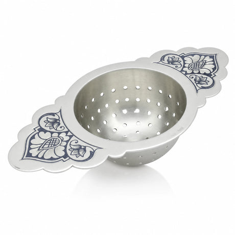 Exklusiver Teesieb aus 925 Sterling-Silber mit einzigartiger Niello-Verzierung, edle Geschenke zur Hochzeit.