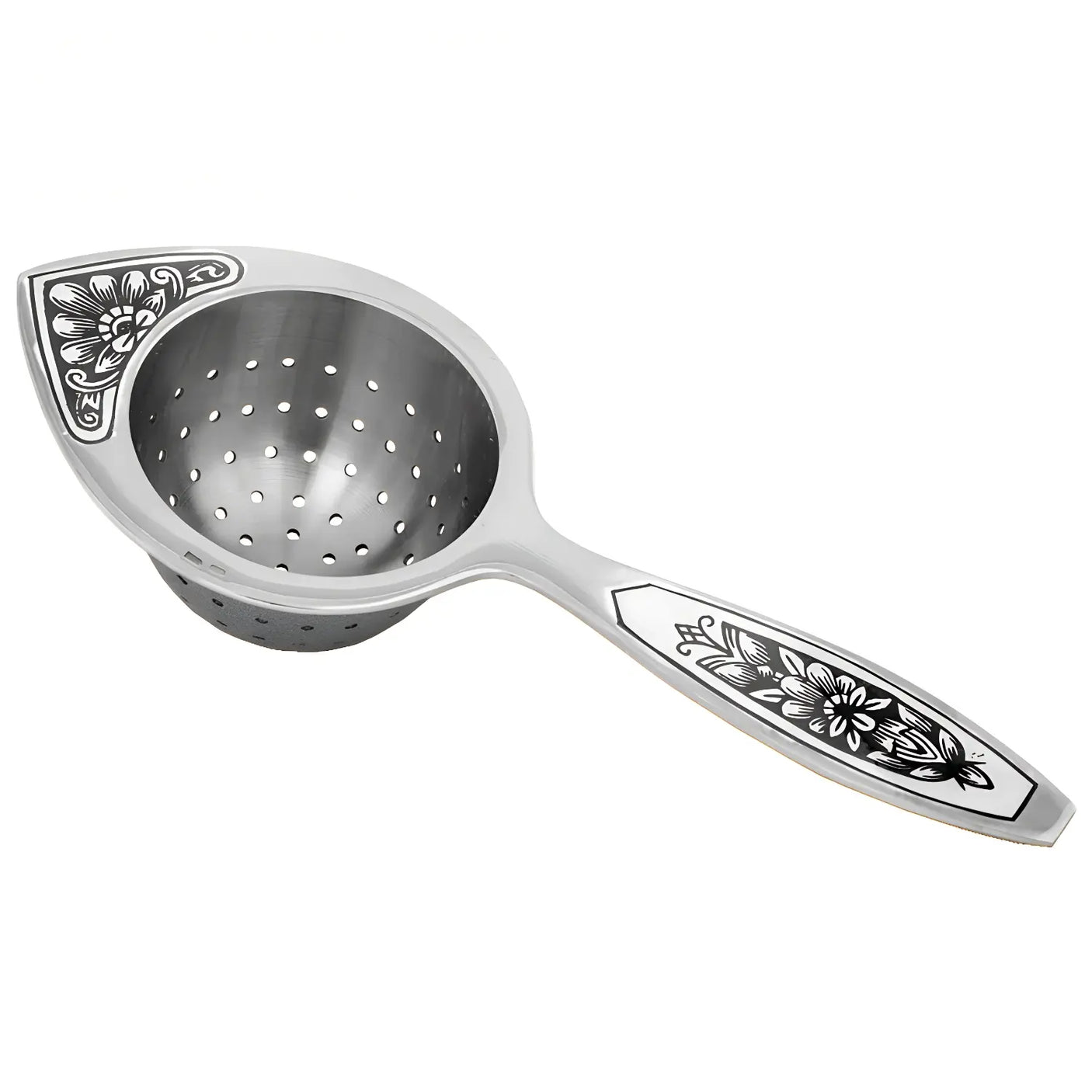 „Aurora Silber" – Teesieb aus Silber mit Niello