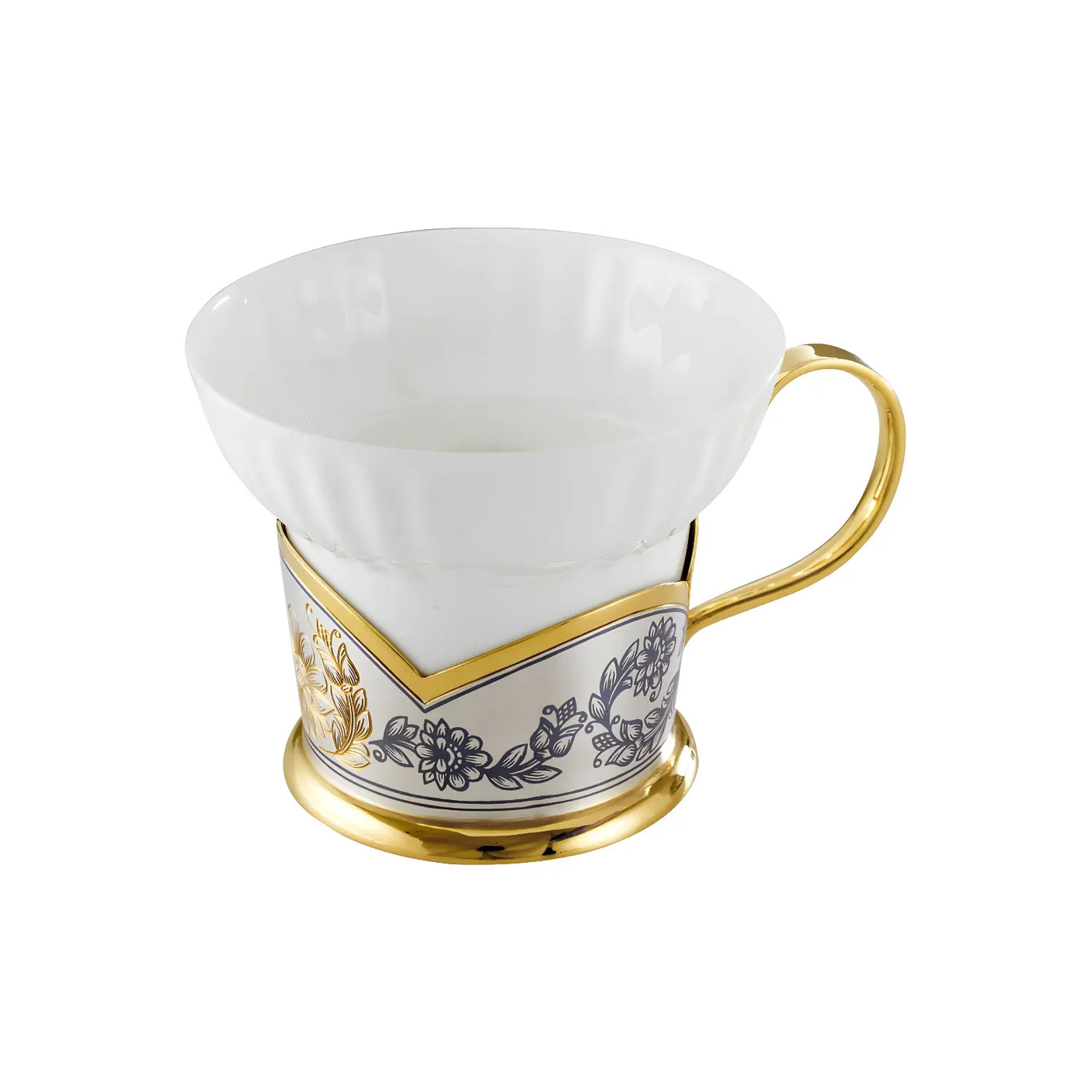 Teetasse Porzellan 925 Silber Niello | Astra Classic Gold | 130ml