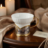 Teetasse Porzellan 925 Silber Niello | Astra Classic Gold | 130ml