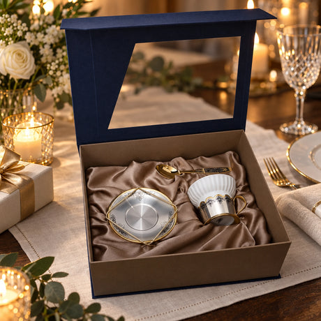 Geschenkset Set 925 Silber Vergoldet, Niello - Astra Classic - 3 Teile in der Geschenkkassette — Lifestyle-Setting