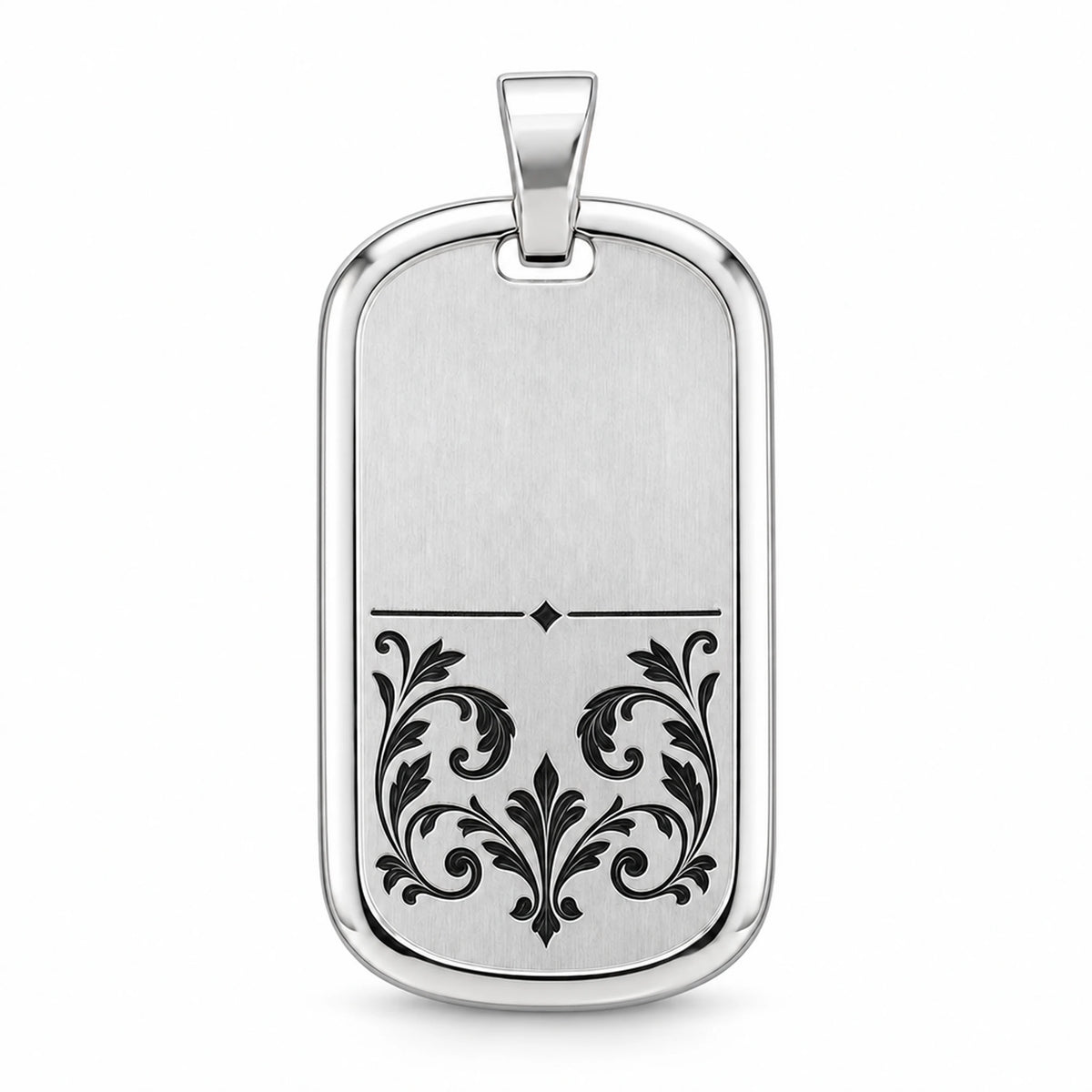 Beispiel: Tessera Silbermarke 925 Silber mit Silberrahmen, Ornament mit schwarzem Niello in den Linien