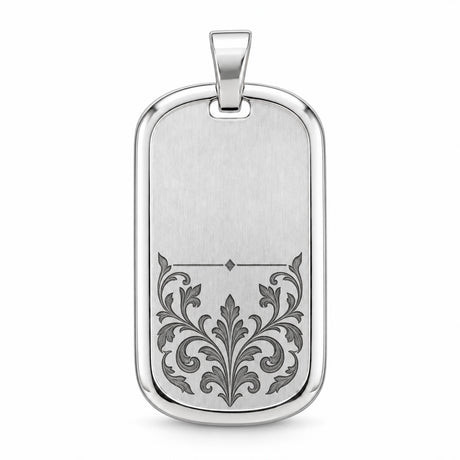 Beispiel: Tessera Silbermarke 925 Silber mit Silberrahmen, Ornament mit dunkel getönter Oxid-Gravur
