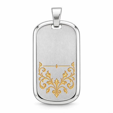 Beispiel: Tessera Silbermarke 925 Silber mit Silberrahmen, Ornament mit vergoldeten Gravurlinien