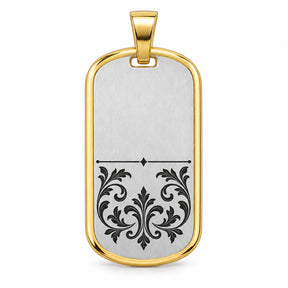 Beispiel: Tessera Silbermarke 925 Silber mit vergoldetem Rahmen, Ornament mit schwarzem Niello in den Linien