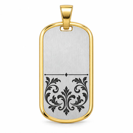 Beispiel: Tessera Silbermarke 925 Silber mit vergoldetem Rahmen, Ornament mit schwarzem Niello in den Linien