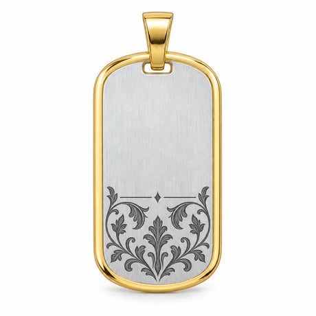 Beispiel: Tessera Silbermarke 925 Silber mit vergoldetem Rahmen, Ornament mit dunkel getönter Oxid-Gravur