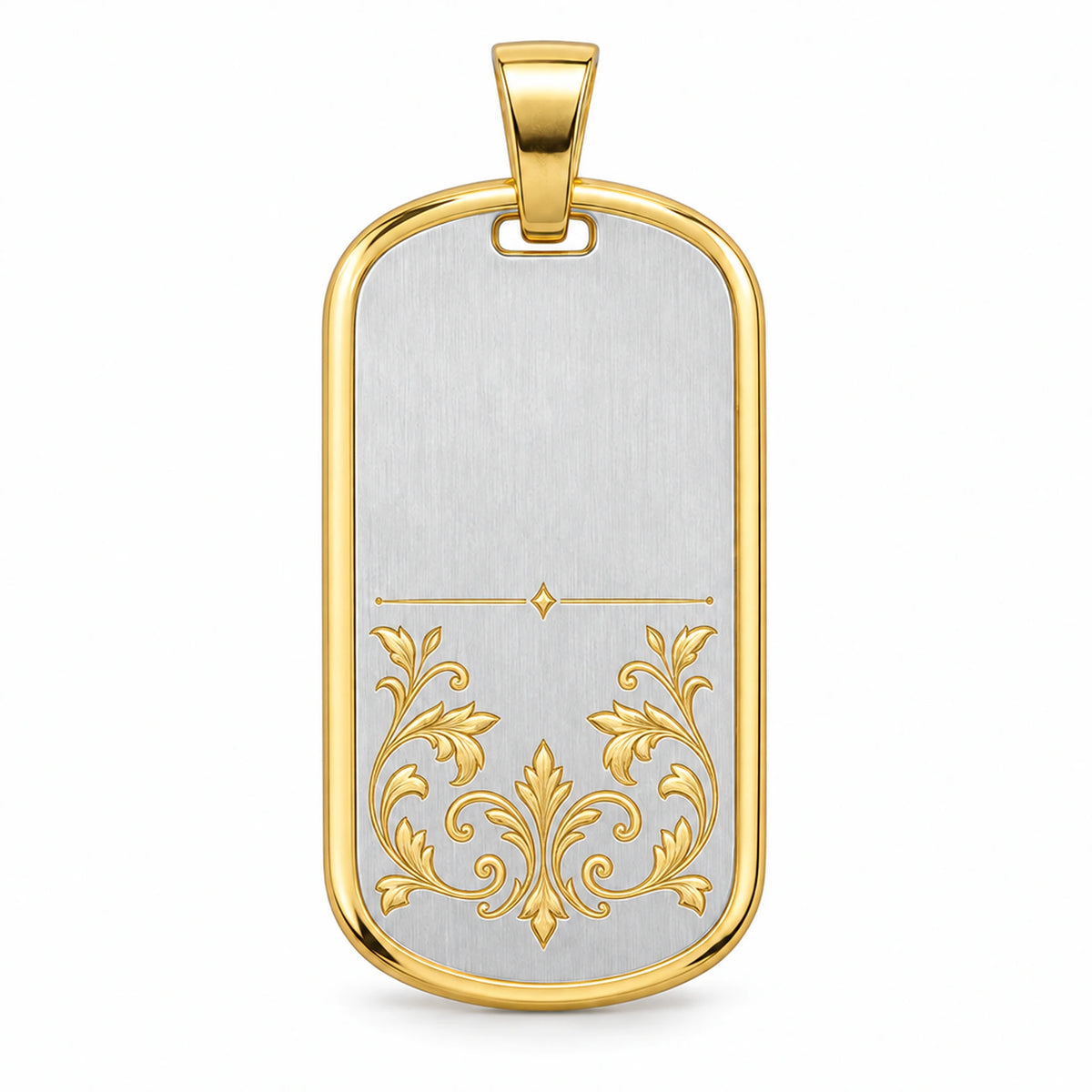 Beispiel: Tessera Silbermarke 925 Silber mit vergoldetem Rahmen, Ornament mit vergoldeten Gravurlinien