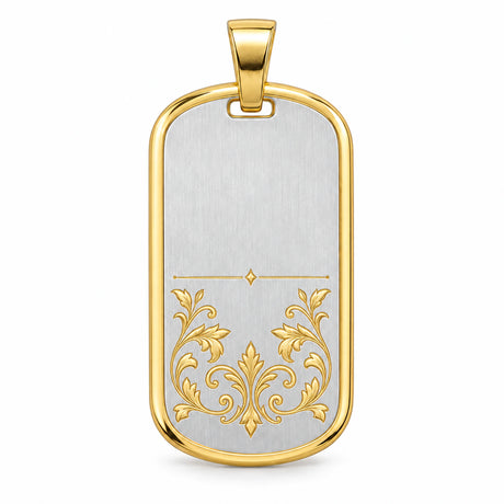 Beispiel: Tessera Silbermarke 925 Silber mit vergoldetem Rahmen, Ornament mit vergoldeten Gravurlinien