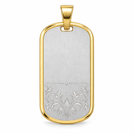 Beispiel: Tessera Silbermarke 925 Silber mit vergoldetem Rahmen, Ornament als reine, silberhelle Gravur