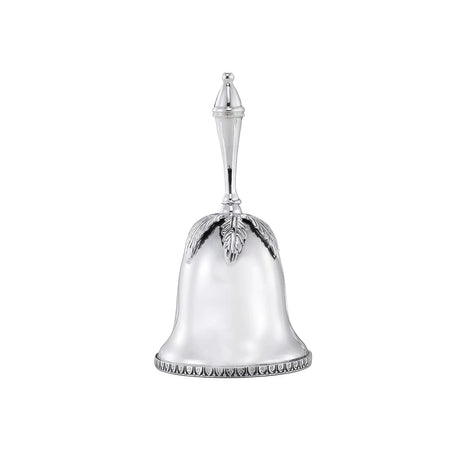 Tischglocke aus 925 Silber mit dekorativem Blattmotiv und klassischem Griff für Service, Empfang und festliche Tischdekoration