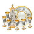 Karaffe Schnapsgläser Set 925 Silber vergoldet Paisley 8-teilig mit Serviertablett