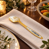 Vorlegelöffel 925 Silber vergoldet Astra Classic — Lifestyle-Setting an der gedeckten Tafel