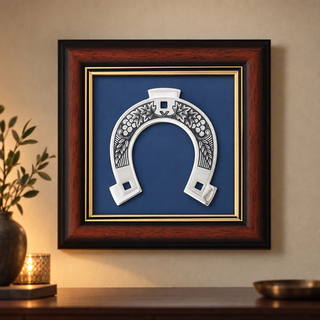 Wandbild Glückshufeisen — Lifestyle-Setting an der Wohnzimmerwand