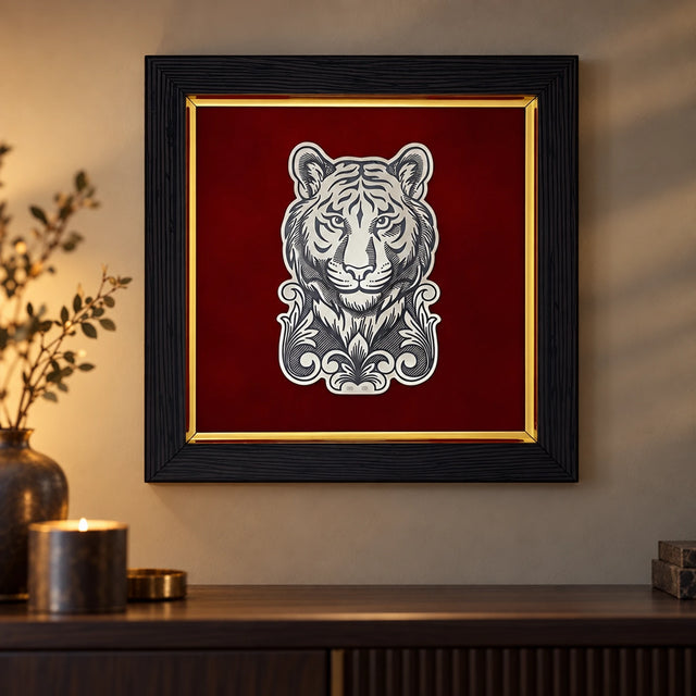 Wandbild Tiger — Lifestyle-Setting an der Wohnzimmerwand