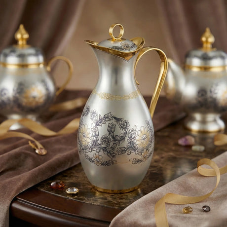 Wasserkaraffe 925 Silber vergoldet & Niello – Astra Classic 1 Liter