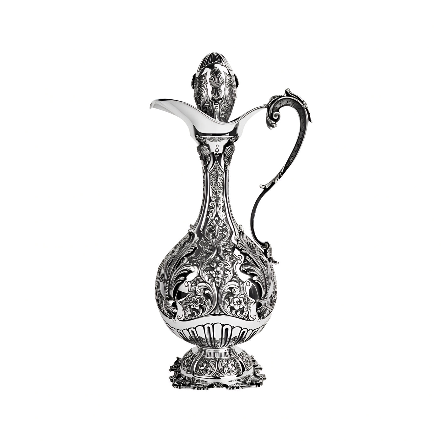 Wine carafe &amp; silver tray set 925 silver magic forest