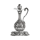 Weinkaraffe-Set 925 Silber Zauberwald — gemeißelte Silberkaraffe auf quadratischem Silbertablett