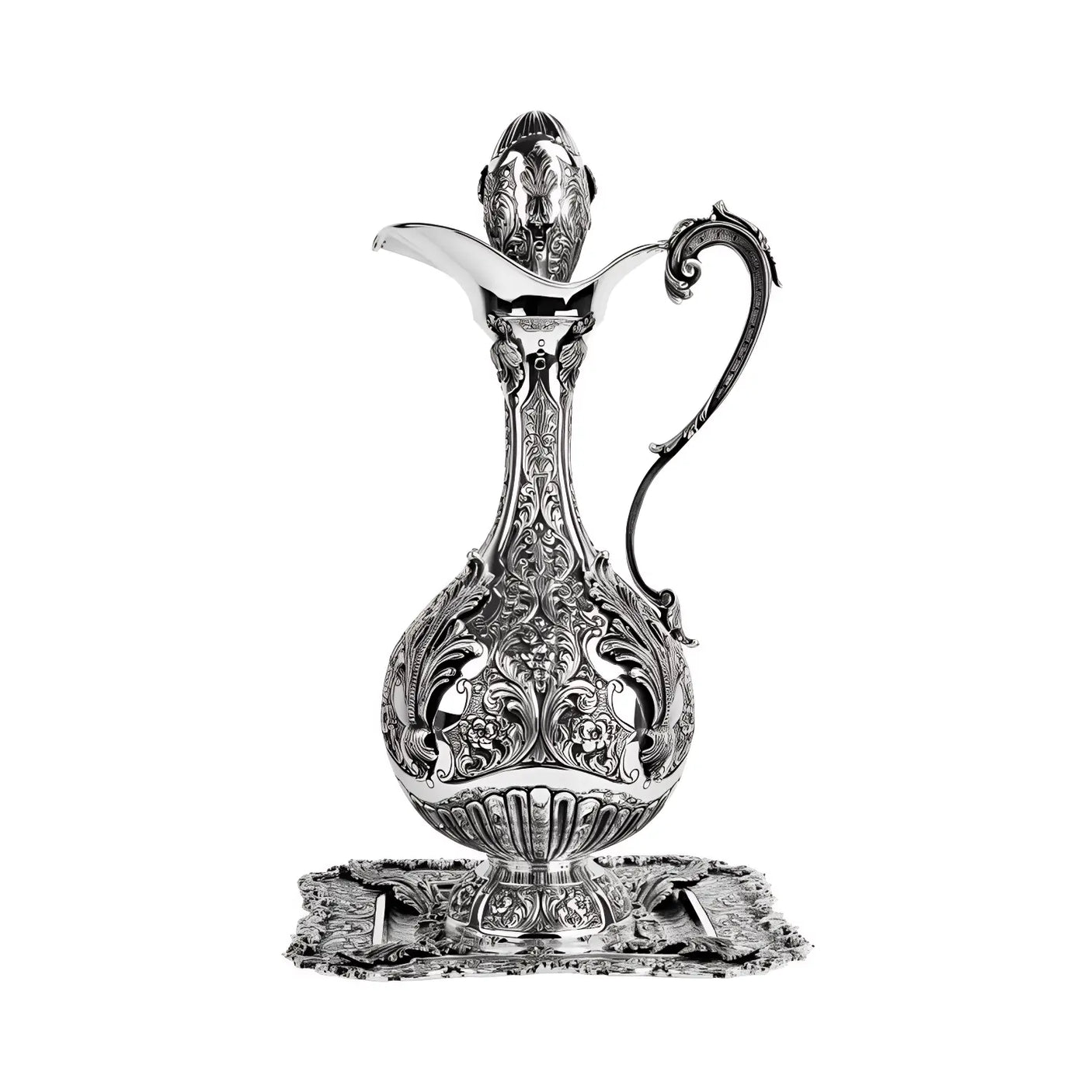 Weinkaraffe & Silbertablett Set 925 Silber Signature