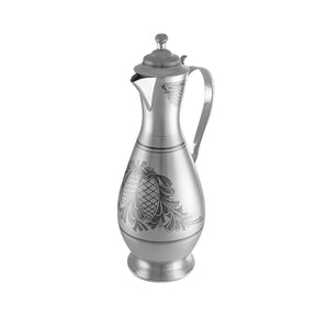 Weinkaraffe 925 Silber Niello Tannenzapfen — Silberkanne mit Henkel, Deckel und Tannenzapfen-Gravur, Kollektion Cones