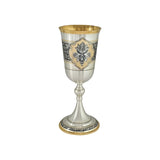 Weinpokal 925 Silber vergoldet Niello — Einzelteil mit goldenem Kelchinneren und floralem Niello-Goldband, Freisteller
