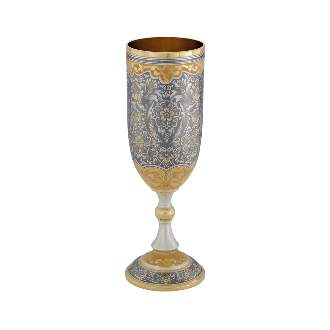 Wine goblet 925 silver gold-plated Niello Tsar's Feast