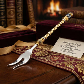 Zitronengabel „Tradition“ · 925 Silber vergoldet · Niello - Handgravur · Servierbesteck