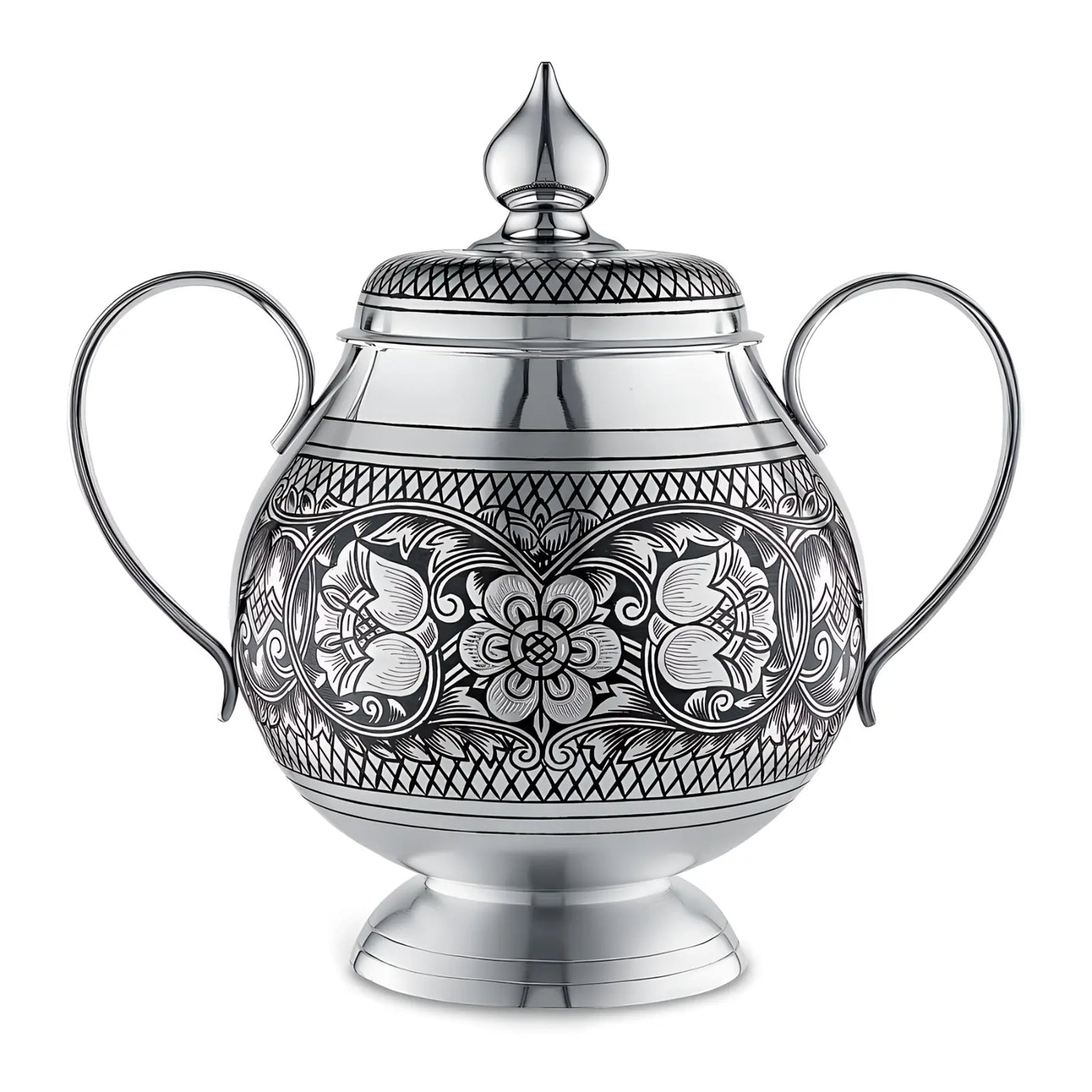 Zuckerdose 925 Silber Niello 400 ml — Floralis