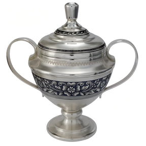 Zuckerdose 925 Silber mit Niello-Verzierung und Deckel — Premium-Tafelsilber von SevChern