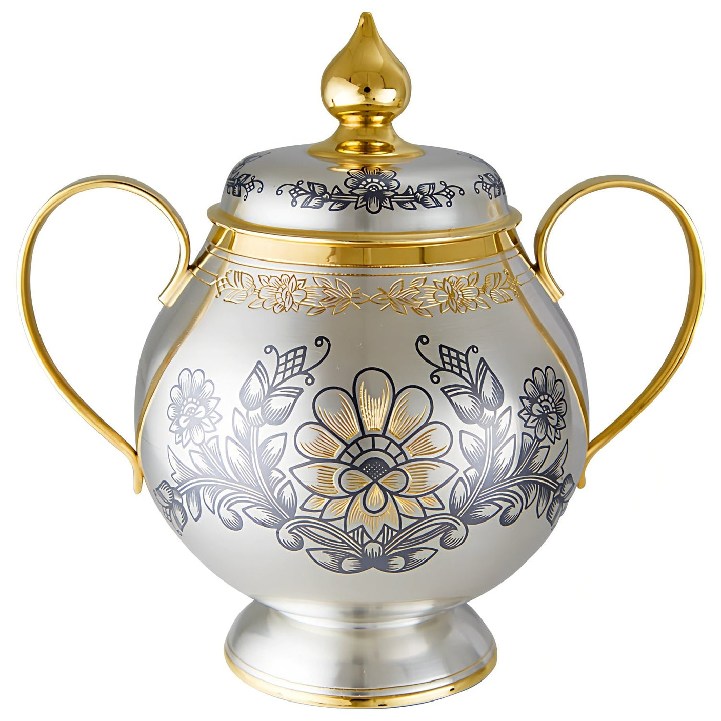 Sugar bowl 925 silver gold-plated Astra Classic 400 ml 