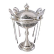Tee-Geschenkservice 925 Silber Niello Akanthia 7-teilig — Zuckerdose mit Deckel und 6 eingehängte Teelöffel