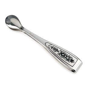 Zuckerzange aus 925 Silber mit handgearbeitetem Niello-Blumenmuster im klassischen russischen Design für Tee und Kaffee